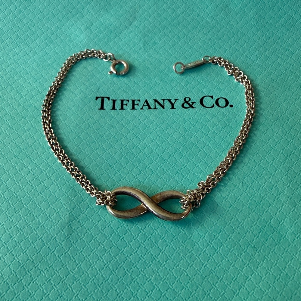 Tiffany and Co Sterling Silver 925  Double Chain Infinity Bracelet